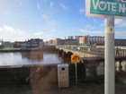 IMG_3386  The Sarsfield Bridge and one of 86 Ringbuoys.  Downtown Limerick is an island between the Shannon and Abbey rivers.JPG