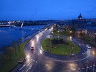 IMG_3805  The Peace Bridge and River Foyle from our hotel in Derry.JPG